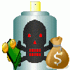 +money+skull+spraycan+danger+ clipart