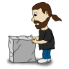 +nicu+cartoon+character+guy+w+stone+block+ clipart