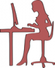 +tech+computer+woman+on+computer+silhouette+ clipart