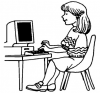 +school+girl+on+computer+ clipart