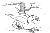 +monster+dragon+in+woods+BW+ clipart