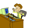 +technology+office+worker+on+a+computer++ clipart